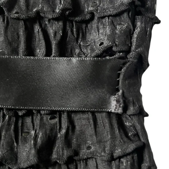 Sparkling Super Cute Black Shelly Tube Top with Ruffles a d Satin Bow - Picture 8 of 8